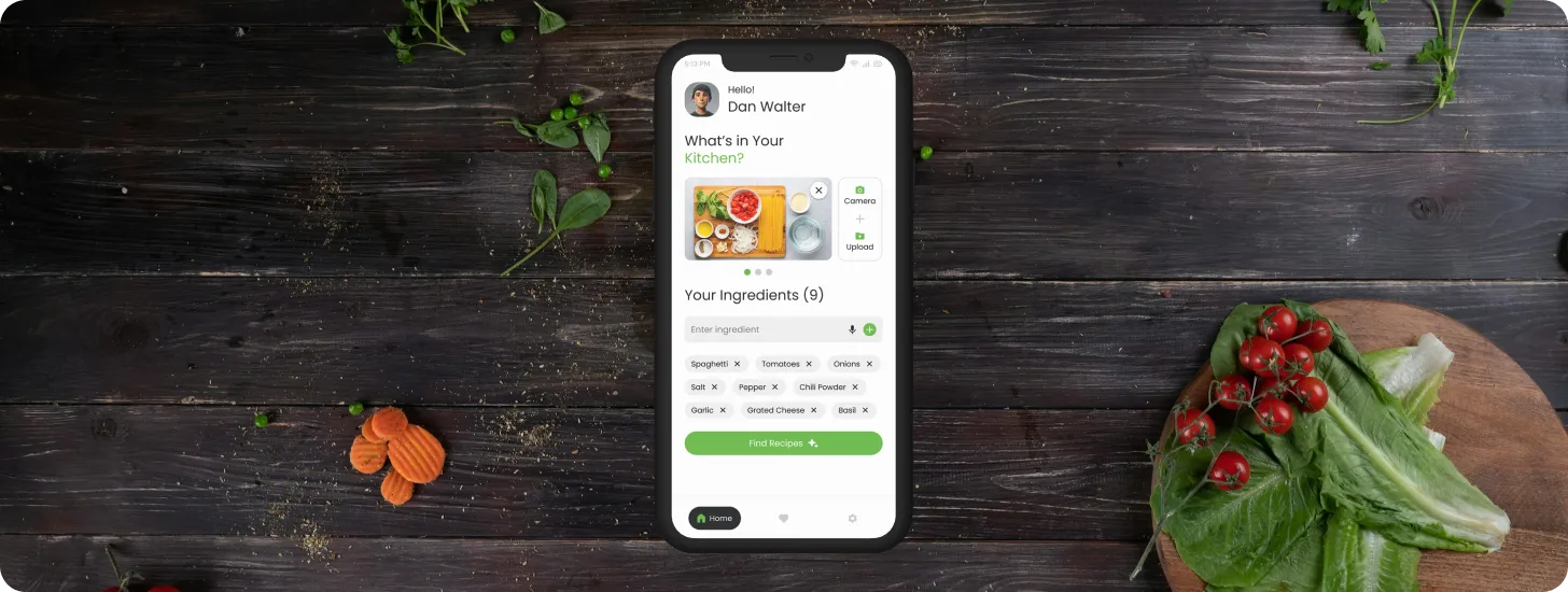 Phone showing the Recipic app